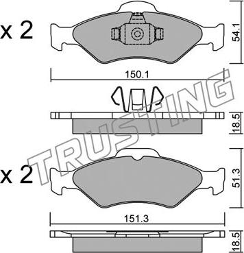 Trusting 324.0 - Bremžu uzliku kompl., Disku bremzes www.autospares.lv