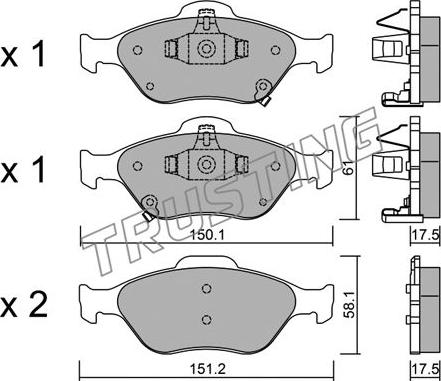 Trusting 325.1 - Brake Pad Set, disc brake www.autospares.lv