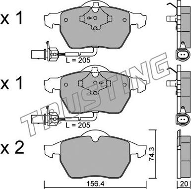 Trusting 323.0 - Тормозные колодки, дисковые, комплект www.autospares.lv