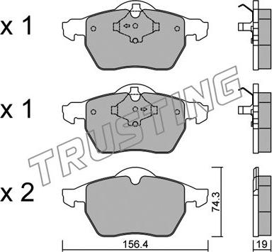 Trusting 323.1 - Brake Pad Set, disc brake www.autospares.lv