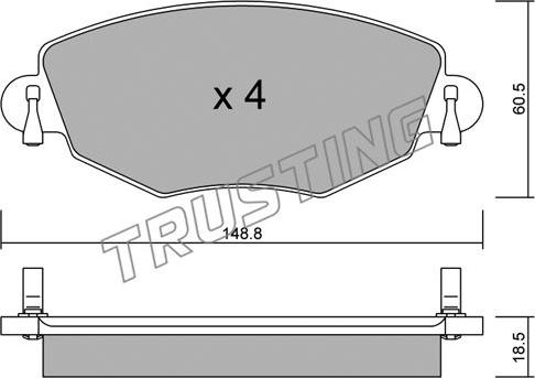 Trusting 327.0 - Brake Pad Set, disc brake www.autospares.lv