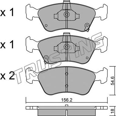 Trusting 296.0 - Bremžu uzliku kompl., Disku bremzes www.autospares.lv