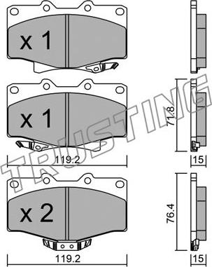 Trusting 291.0 - Тормозные колодки, дисковые, комплект www.autospares.lv