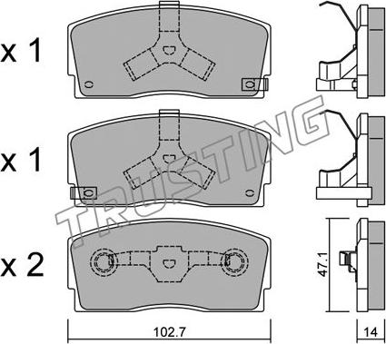 Trusting 249.0 - Bremžu uzliku kompl., Disku bremzes www.autospares.lv