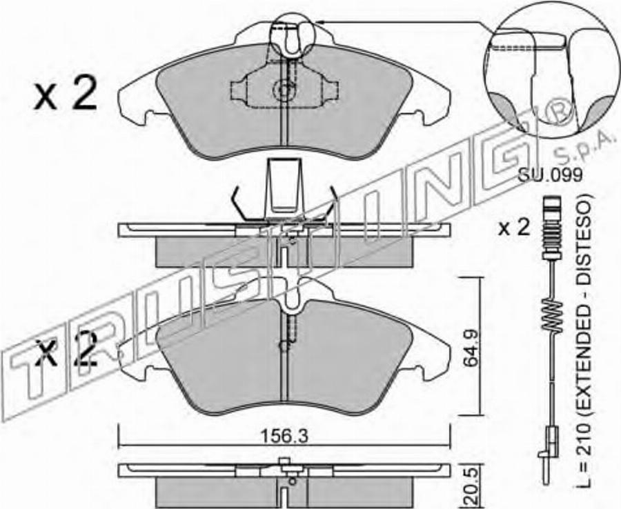 Trusting 265.0W - Bremžu uzliku kompl., Disku bremzes www.autospares.lv