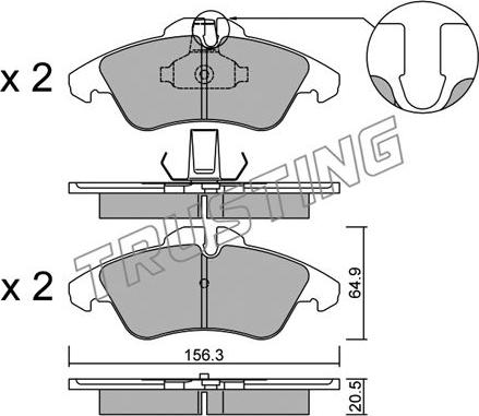 Trusting 265.1 - Тормозные колодки, дисковые, комплект www.autospares.lv