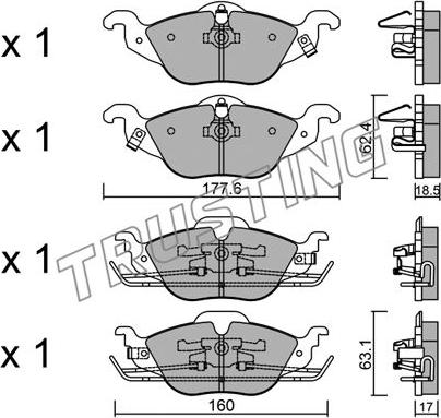 Trusting 266.0 - Тормозные колодки, дисковые, комплект www.autospares.lv