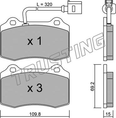 Trusting 260.4 - Bremžu uzliku kompl., Disku bremzes www.autospares.lv