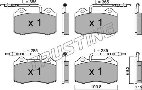 Trusting 260.1 - Bremžu uzliku kompl., Disku bremzes www.autospares.lv