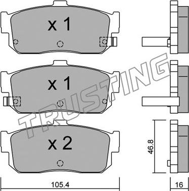 Trusting 200.1 - Тормозные колодки, дисковые, комплект www.autospares.lv