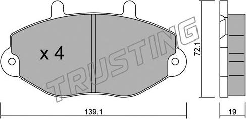 Trusting 202.0 - Bremžu uzliku kompl., Disku bremzes www.autospares.lv