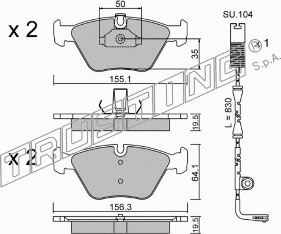 Trusting 216.0W - Bremžu uzliku kompl., Disku bremzes www.autospares.lv