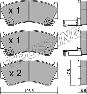 Trusting 286.0 - Тормозные колодки, дисковые, комплект www.autospares.lv