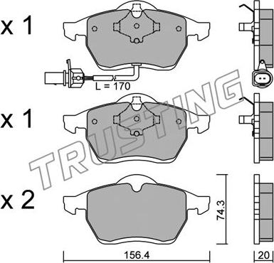 Trusting 288.1 - Тормозные колодки, дисковые, комплект www.autospares.lv