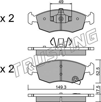 Trusting 283.5 - Bremžu uzliku kompl., Disku bremzes www.autospares.lv