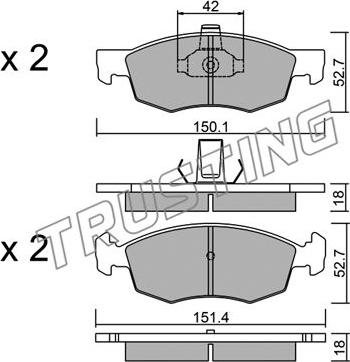 Trusting 283.2 - Bremžu uzliku kompl., Disku bremzes www.autospares.lv