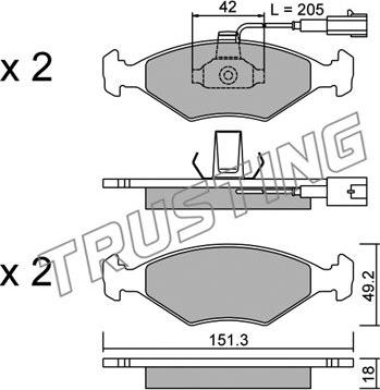 Trusting 282.1 - Bremžu uzliku kompl., Disku bremzes www.autospares.lv