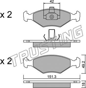 Trusting 282.2 - Bremžu uzliku kompl., Disku bremzes www.autospares.lv