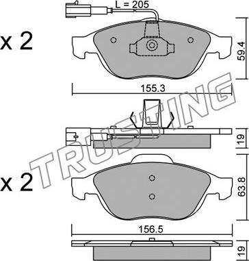 Trusting 229.0 - Тормозные колодки, дисковые, комплект www.autospares.lv