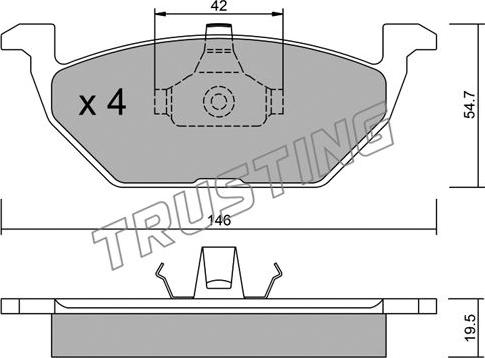 Trusting 220.0 - Brake Pad Set, disc brake www.autospares.lv