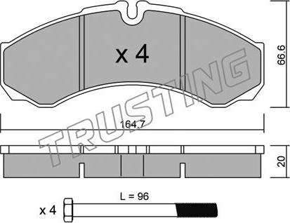 Trusting 221.0 - Bremžu uzliku kompl., Disku bremzes www.autospares.lv