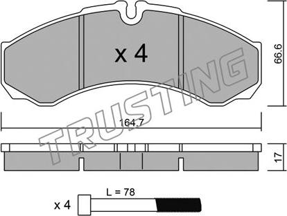 Trusting 221.3 - Brake Pad Set, disc brake www.autospares.lv