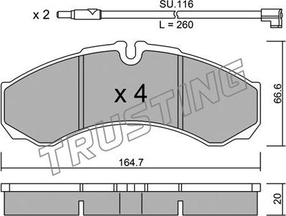 Trusting 221.7W - Brake Pad Set, disc brake www.autospares.lv