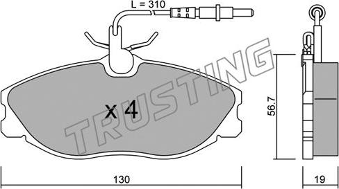 Trusting 223.0 - Bremžu uzliku kompl., Disku bremzes www.autospares.lv