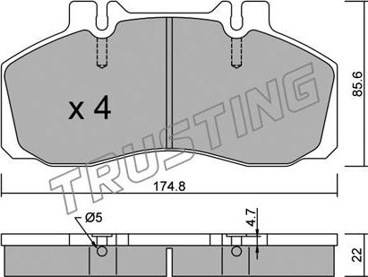 Trusting 275.0 - Bremžu uzliku kompl., Disku bremzes www.autospares.lv