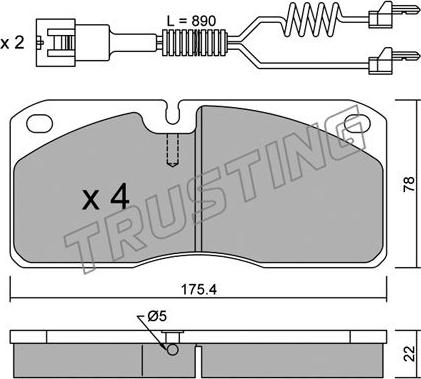 Trusting 278.3W - Bremžu uzliku kompl., Disku bremzes www.autospares.lv