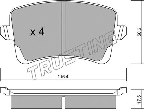 Trusting 792.0 - Тормозные колодки, дисковые, комплект www.autospares.lv