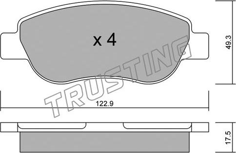 Trusting 797.0 - Тормозные колодки, дисковые, комплект www.autospares.lv