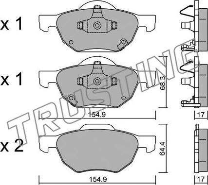 Trusting 746.0 - Тормозные колодки, дисковые, комплект www.autospares.lv