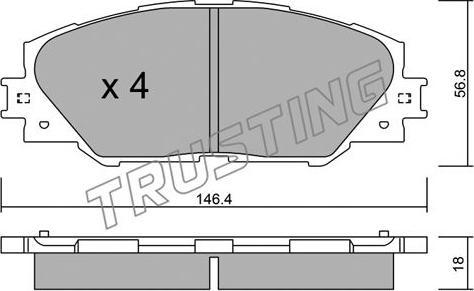 Trusting 764.0 - Bremžu uzliku kompl., Disku bremzes www.autospares.lv