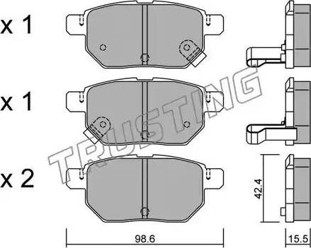 Trusting 762.1 - Тормозные колодки, дисковые, комплект www.autospares.lv