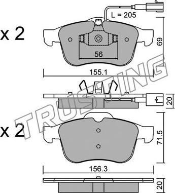 Trusting 719.0 - Тормозные колодки, дисковые, комплект www.autospares.lv