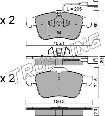 Trusting 719.1 - Bremžu uzliku kompl., Disku bremzes www.autospares.lv