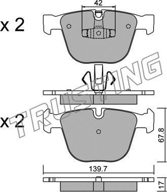 Trusting 789.6 - Bremžu uzliku kompl., Disku bremzes www.autospares.lv