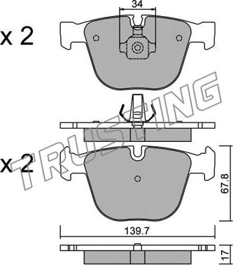 Trusting 789.0 - Bremžu uzliku kompl., Disku bremzes www.autospares.lv