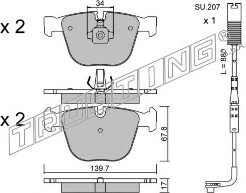 Trusting 789.1W - Bremžu uzliku kompl., Disku bremzes www.autospares.lv