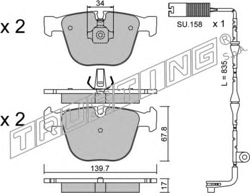 Trusting 789.2W - Bremžu uzliku kompl., Disku bremzes www.autospares.lv