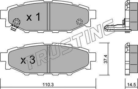 Trusting 780.0 - Тормозные колодки, дисковые, комплект www.autospares.lv