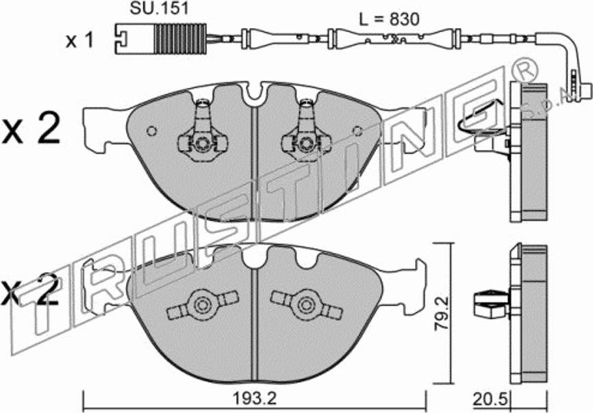 Trusting 788.1W - Bremžu uzliku kompl., Disku bremzes www.autospares.lv