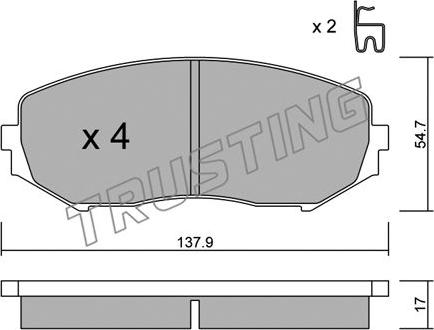 Trusting 782.0 - Тормозные колодки, дисковые, комплект www.autospares.lv