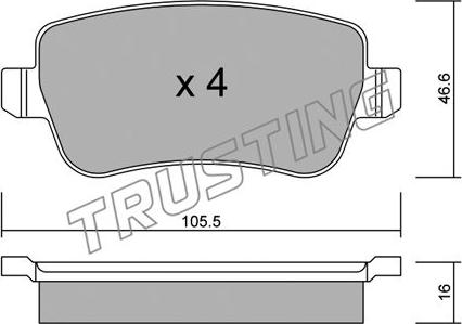 Trusting 722.0 - Тормозные колодки, дисковые, комплект www.autospares.lv