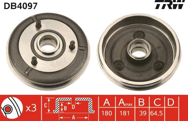 TRW DB4097 - Bremžu trumulis www.autospares.lv