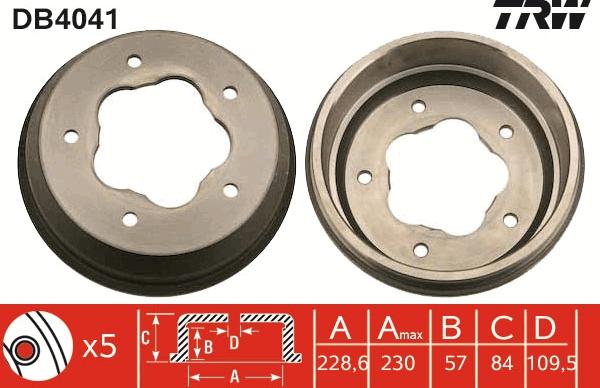 TRW DB4041 - Bremžu trumulis www.autospares.lv