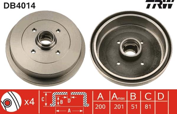 TRW DB4014 - Bremžu trumulis www.autospares.lv