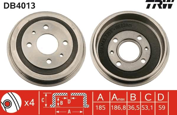 TRW DB4013 - Bremžu trumulis www.autospares.lv