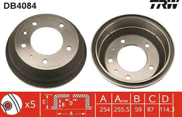 TRW DB4084 - Bremžu trumulis www.autospares.lv